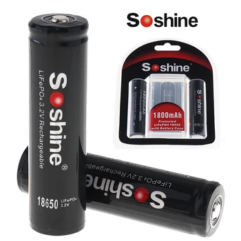 

2pcs/lot Soshine 1800mAh 3.2V LiFePO4 Battery 18650 Rechargeable Battery with Protected PCB + Portable Battery Storage Box Case