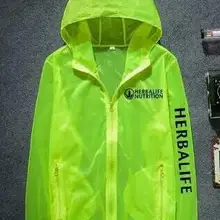 Herbalife летняя одежда от солнца через цвет одежда для мужчин и женщин пары уличная одежда молния флуоресцентный зеленый l