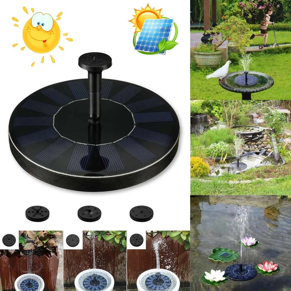 

7V 5x Floating Water Pump Solar Panel Garden Plants Watering Power Pool Fountain for fountains waterfalls and water displays