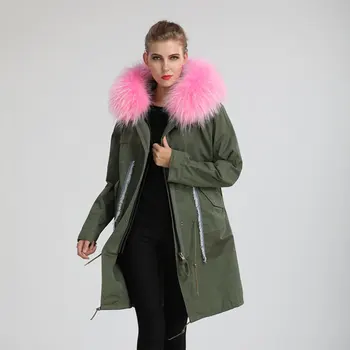 GĂŒnstig Neue Ankunft Winter Mode-stil Mr Mrs Oder Tragen Mit Sehr Rosa WaschbĂ€ren Pelzkragen Lange Jacke