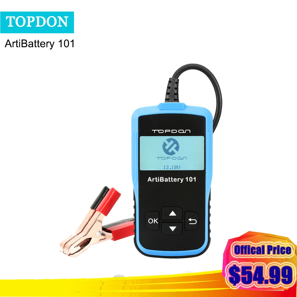 

Topdon ArtiBattery 101 Battery Tester Analyzer Cranking Charging Test 12V 100-2000 CCA Battery Diagnostic