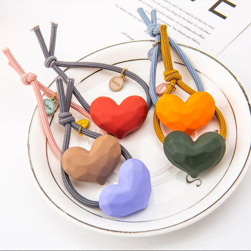 

Double Elastic Hair Bands Macaron Love Heart Woman Girls Hair Band Children Pearl Bow Ball Hair headband Accessories Scrunchie