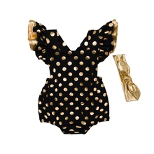 Комплект одежды без рукавов для маленьких девочек; повязка на голову; комплект из 2 предметов; цвет золотистый, черный; Новинка; Bebes Infantil; боди для маленьких девочек; комплект одежды для младенцев