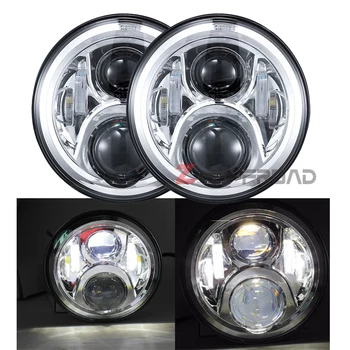 

1Pair 7 Inch Round Led Headlight For Jeep Wrangler 97-15 With H4 H13 Adapter Driving lamp