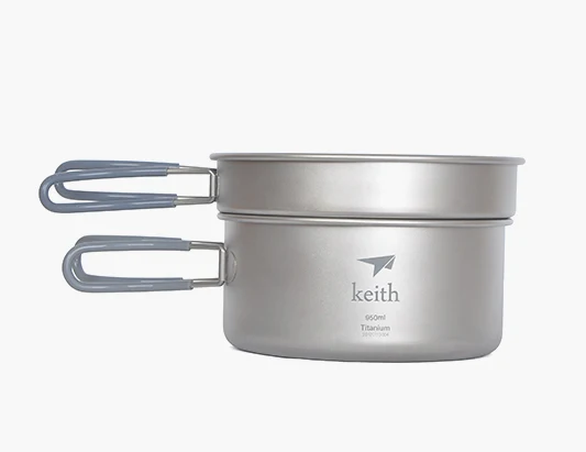 Keith kp6016 nuevo Titanium pot camping Utensilios de cocina titanio Utensilios de cocina 600 ml + 950 ml 191G ti6016