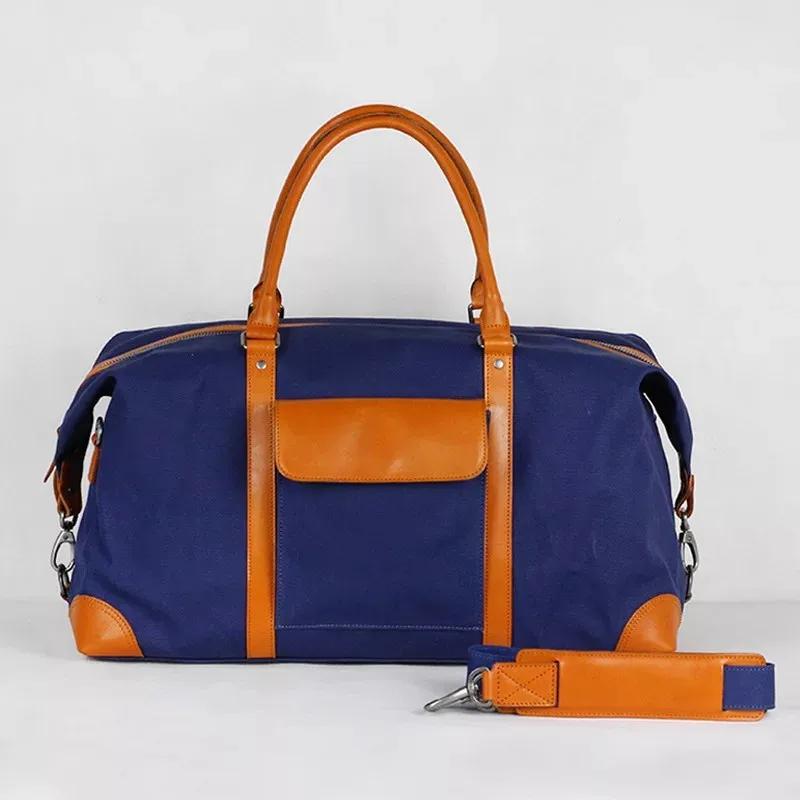 

Japanese Designer Handmade Man Men Super Large Canvas Travel Duffle Bag Handbag Genuine Leather Male Casual Totes Shoulder Bag