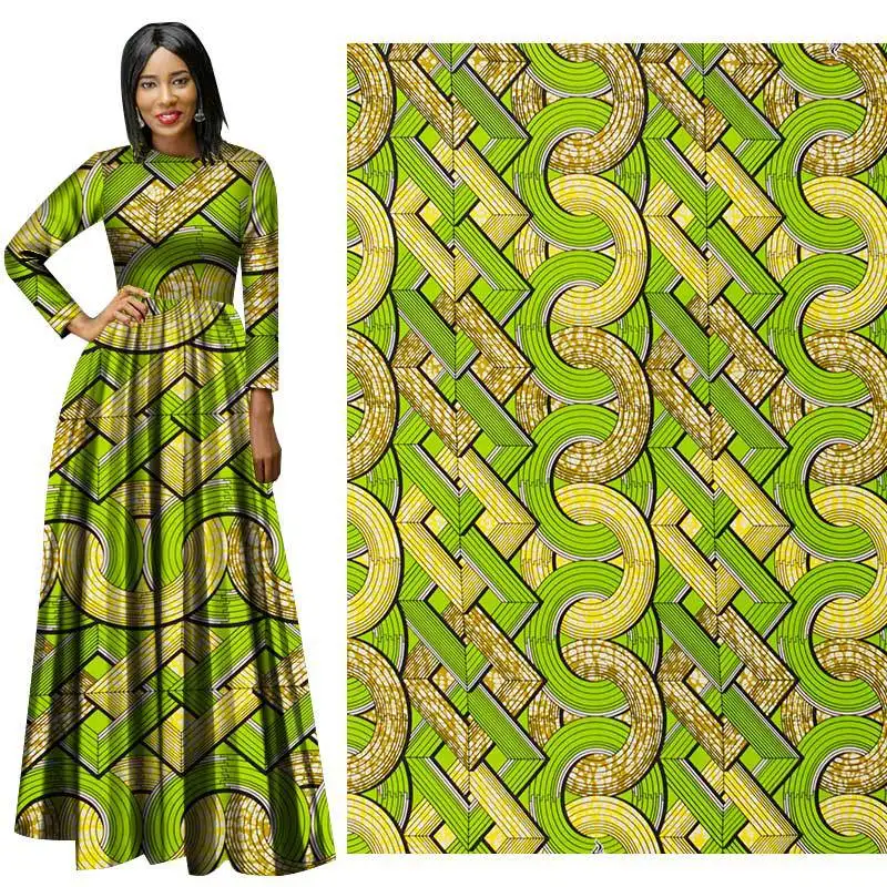 Зеленая Круглая африканская восковая набивная одежда африканская одежда ткани европейские и американские тканые набивные ткани хлопок tecido
