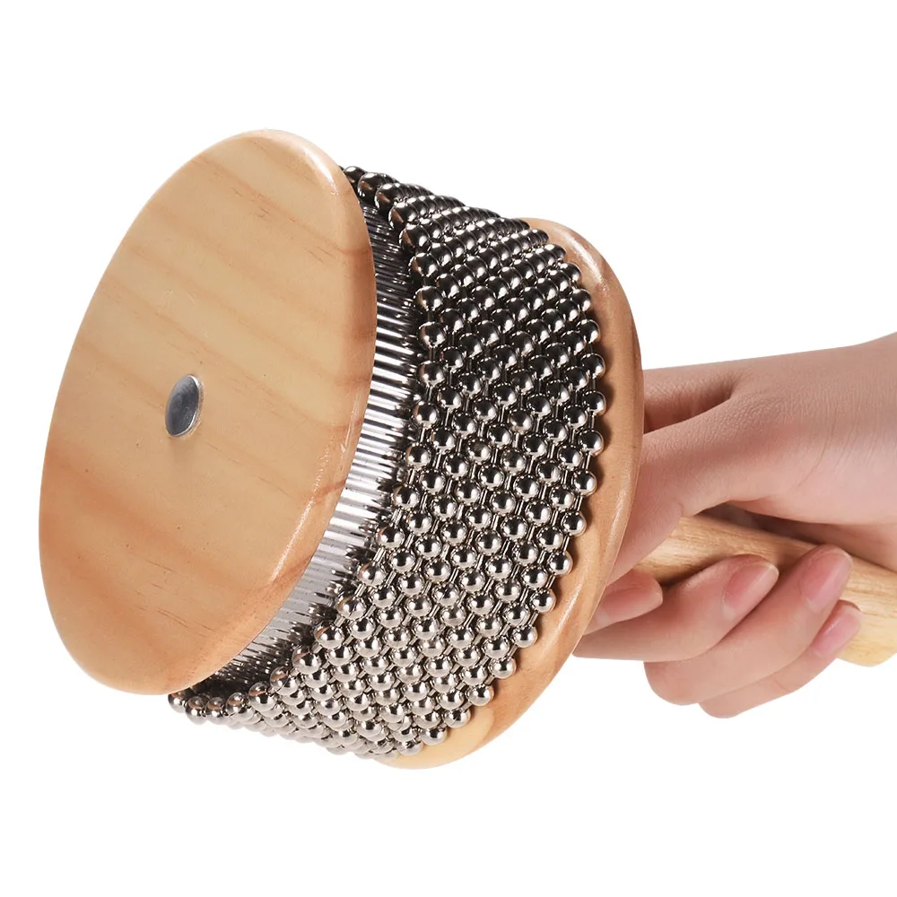 Деревянный инструмент Кабаса перкуссия металлические бисерные цепи и цилиндр Поп ручной шейкер для класса группа среднего размера
