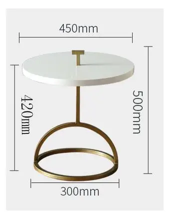 Круглый журнальный столик в скандинавском стиле, металлический креативный столик, простой угловой столик, современный круглый диван-стол - Цвет: 450Dx420H mm short