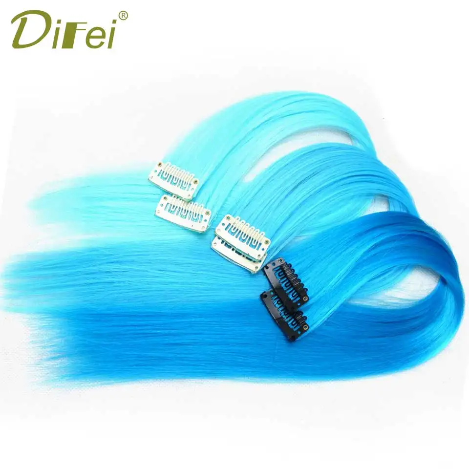 1 Piece 1 Clip In Synthetic Hair Extensions Ombre 55CM Long Straight Clip On Hair Pieces Women Girls DIFEI Wig 1 Piece 1 Clip In Synthetic Hair Extensions Ombre 55CM Long Straight Clip On Hair Pieces Women Girls DIFEI Wig