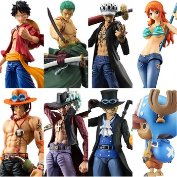 

Anime One Piece Action Heroes Luffy Ace Zoro Sabo Law Nami Dracule Mihawk Nico Robin PVC Action Figure Collectible Model Toy