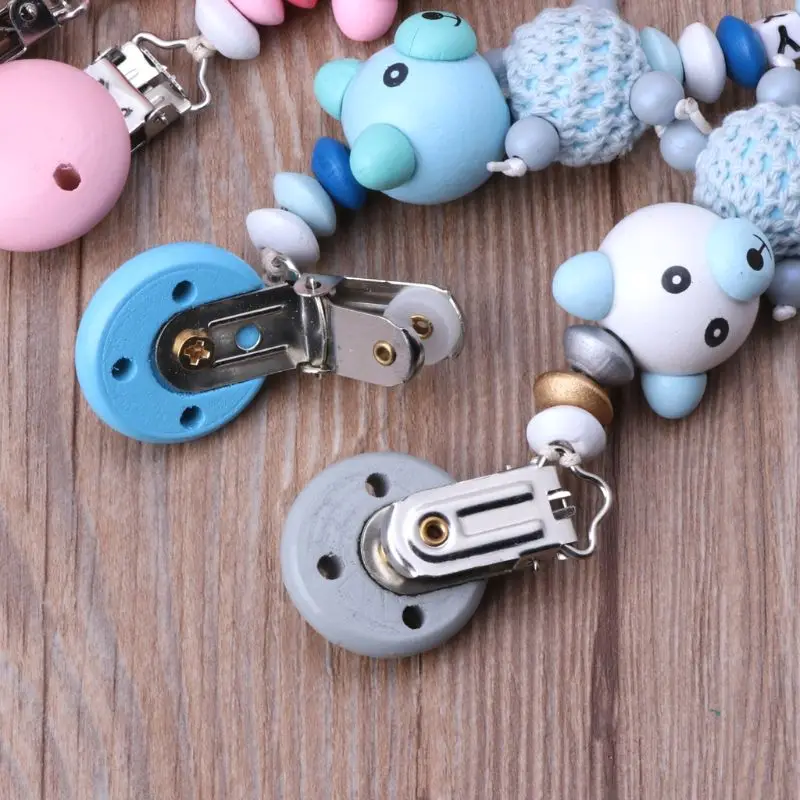 Baby Pacifier Clip Chain Infant Boys Girls Cute Cartoon Bear Letters Toys Teether Pacifier Chain Holder Baby Nipple Feeding