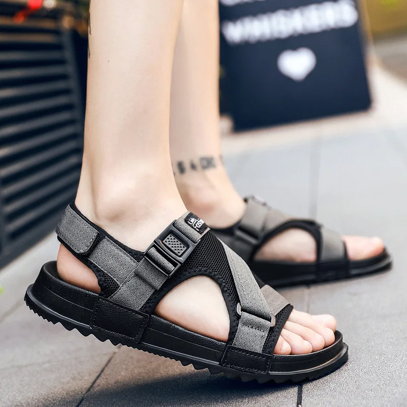 Sandals Men Shoes Hook&loop Gladiator Men's Summer Shoes 2019 Fashion Casual Beach Sandals Flat Soft Sandalias Large Size 45 46