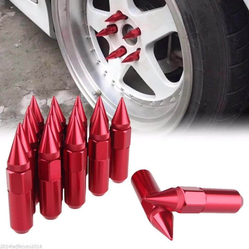 

CARBOLE Red 20PCS M12X1.5 Cap Spiked Extended Tuner 60mm Aluminum Wheels Rims Lug Nuts