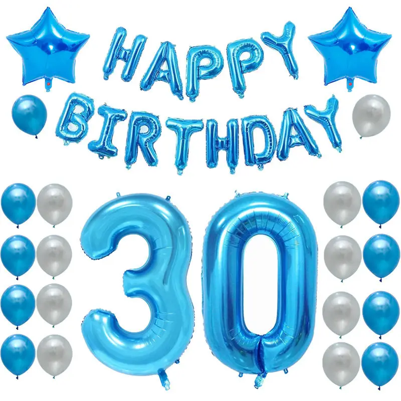 

35pcs 40 inch blue American Design Number Helium Balloons Celebrate Kids Adults 18 30 Birthday Party Supplies Air Baloon Globos