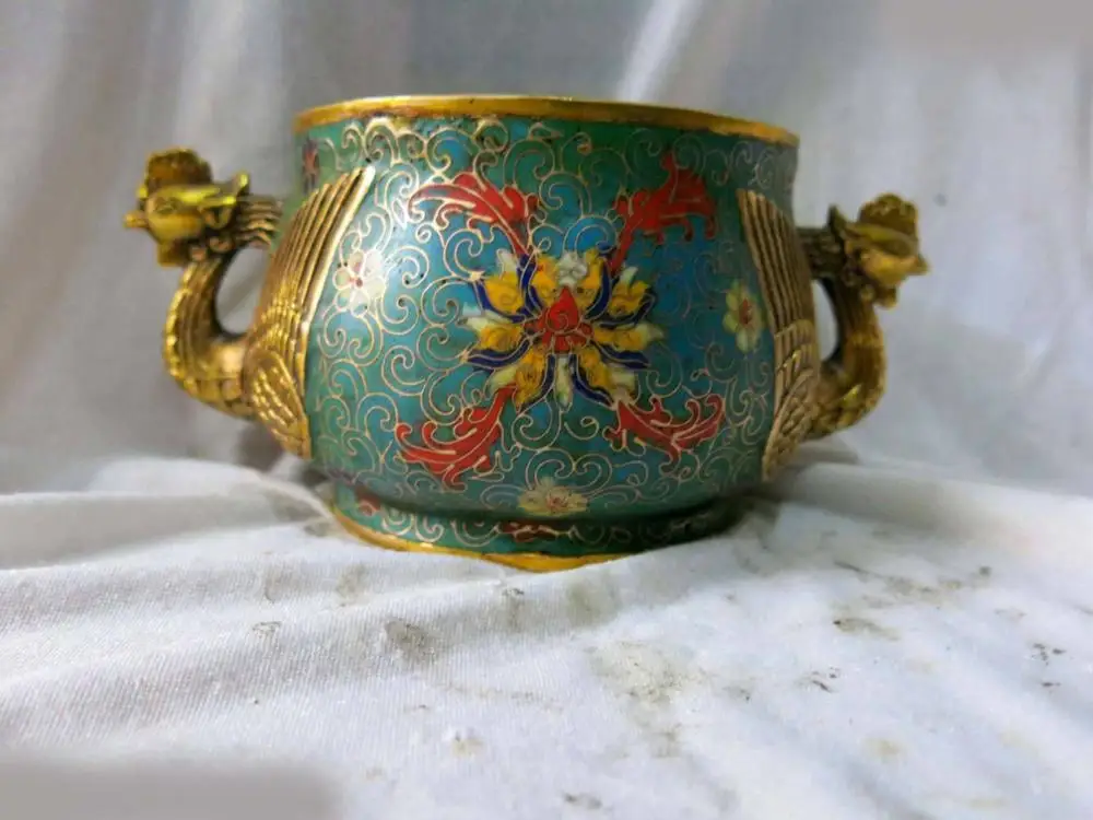 China bronze gold Cloisonne carved Beautiful phoenix figure Incense burner | Дом и сад