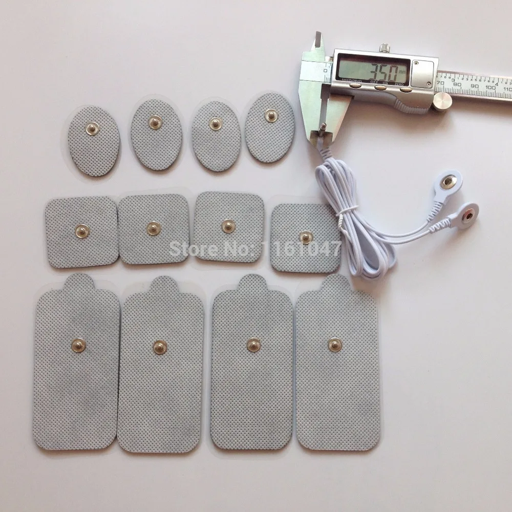 

Freeshipping 12PCS Massage Electrode Pads for Massager (3 sizes Electrode pads ) +1pc DC3.5MM 2 in 1 Head electrode wires /cable
