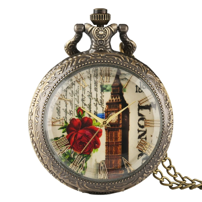 Винтажные карманные часы Reloj De Bolsillo с английским флагом и изображением Лондона