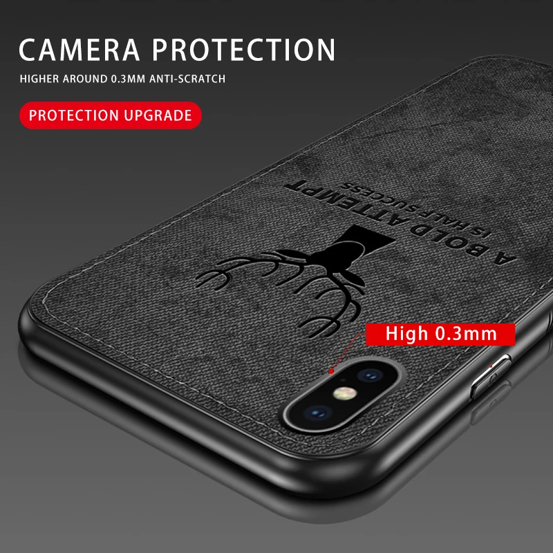 Cloth Fabric 3D Embossed Deer Case For iPhone XR XS X 6 6S 7 8 Plus 11 13 Pro Max 12 Mini i Phone SE Soft TPU Frame Cover Coque iphone 13 magnetic case