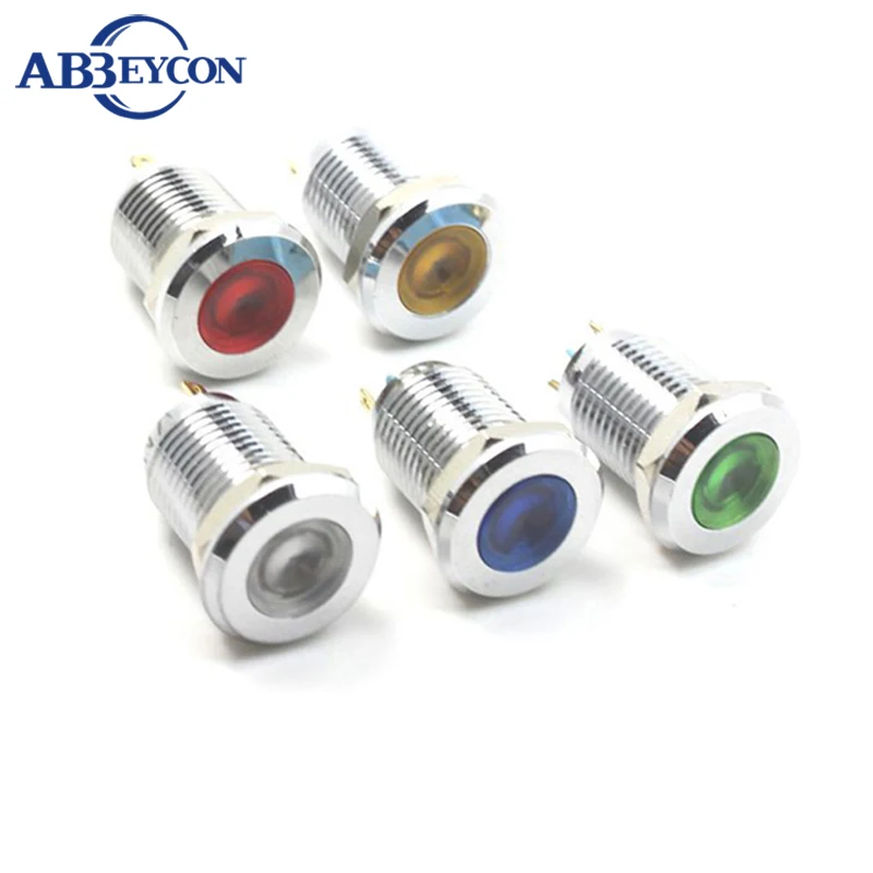 Abbeycon 12 мм водонепроницаемый индикатор света контрольная лампа круглые на плоской подошве сигнальная лампа IP67