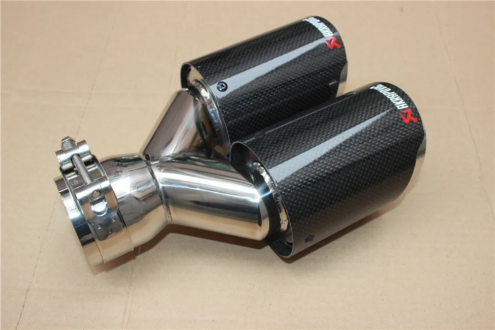 1 шт. Inlet63mm-Outlet 89 мм(двойной) akrapovic выхлопная насадка глянцевый хвост из углеродного волокна наконечник выхлопной трубы хвост quad наконечник