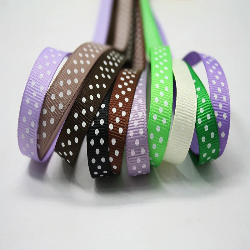 10yards/lot 9mm Width Classic Oblique Three Points Grosgrain Ribbon Polyester Ribbed Printing Dot Fabric DIY Hand-made Webbing | Дом и сад