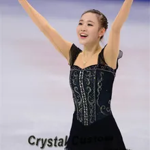 Пользовательский черный Фигурное катание на коньках платье с спандекс мода бренд соревнования по фигурному катанию Платья для женщин dr3407