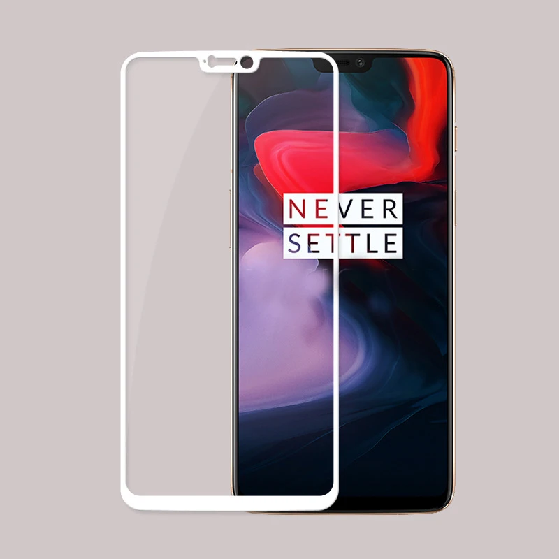 Oneplus 6, закаленное стекло, полноэкранная защитная пленка, закаленное стекло для One plus 6, защитное покрытие экрана, стекло, полный клей - Цвет: White