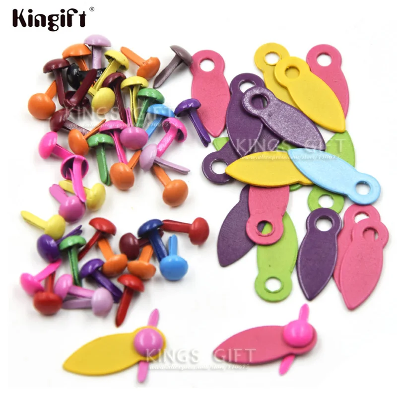 

Mixed Color Photo Frame Locks Rotating Buttons Mini Brads For DIY Scrapbooking, Fastner Brads