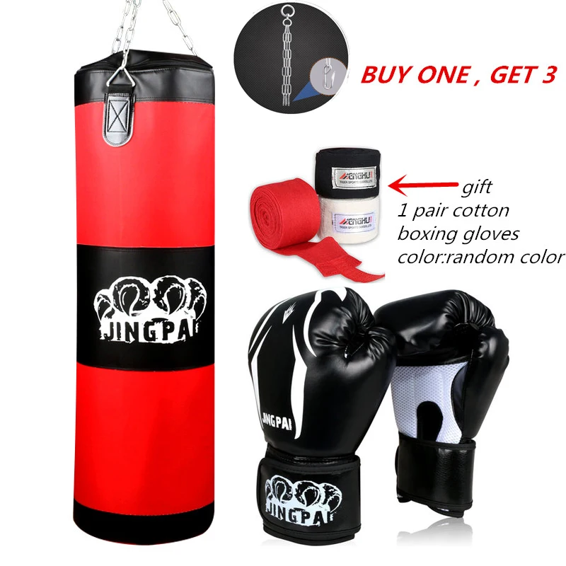 

100cm Training Fitness MMA Fighter Boxing Bag Hook Hanging Bag Punch Punching Bag Sandbag (empty) With Boxing Gloves Hand Wraps