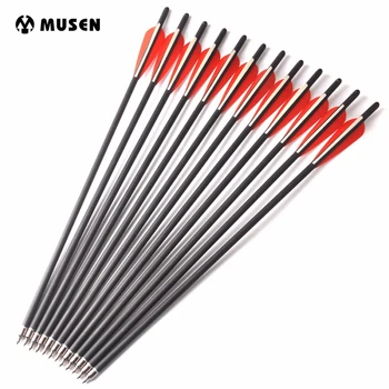 

6/12/24 pcs Carbon Crossbow Arrow 8.8 mm 17/20 Inches 2 Red 1 White Feather Halfmoon Shape Nock for Archery Hunting Shooting