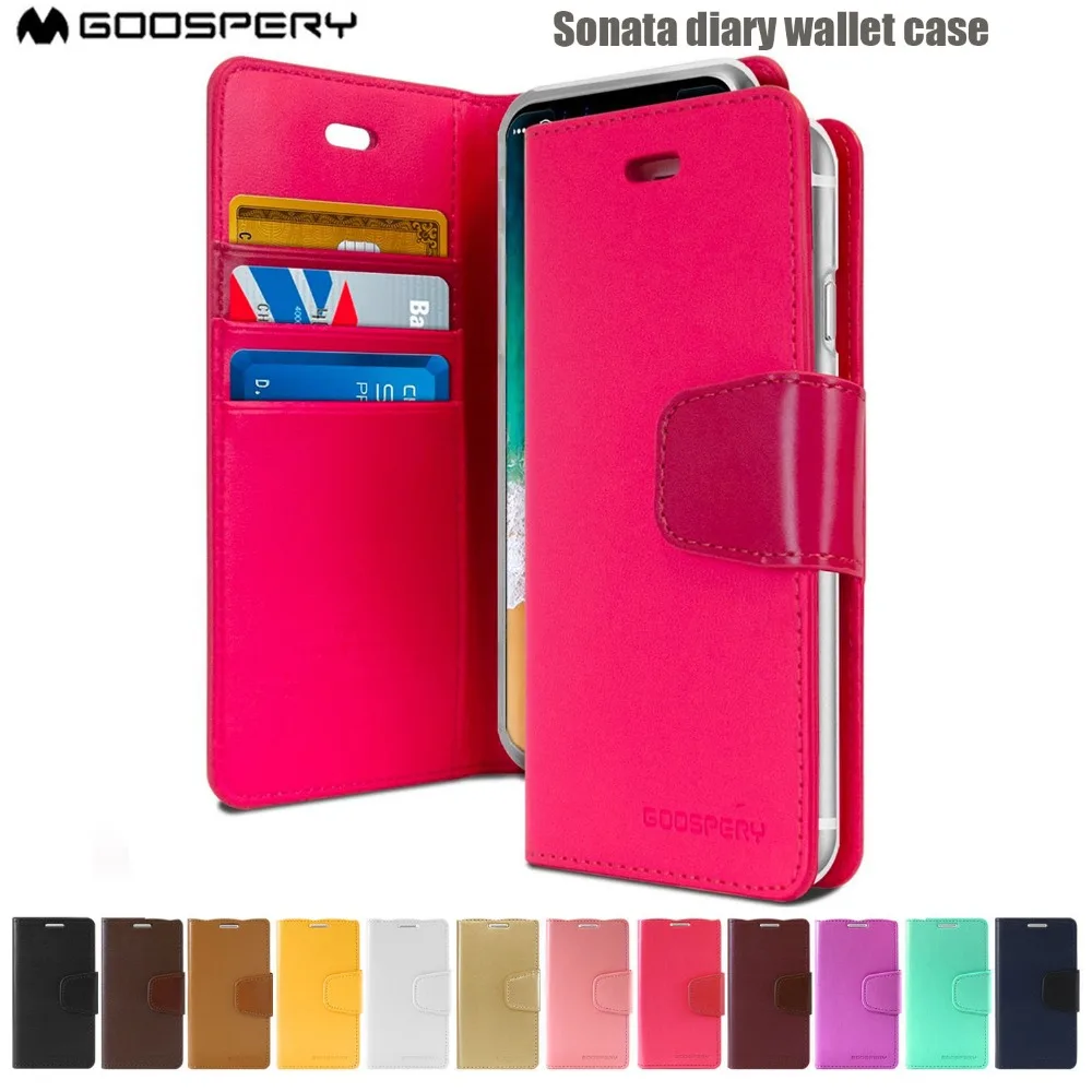 

Genuine Mercury Goospery Sonata Diary TPU Leather Wallet Flip Case Cover for iPhone 4 4s 5c 5 5s SE 6 6s 7 8 Plus X