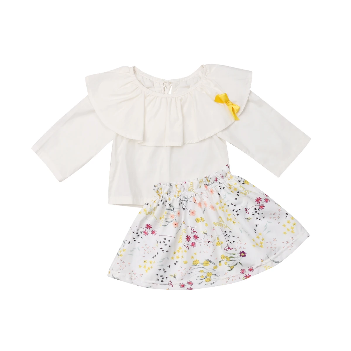 

Little Girls Floral Outfits Spring Autumn Baby Girl Ruffles Shirt Tops+Tutu Skirts Outfit Clothes 2PCS Set 0-3T 2019