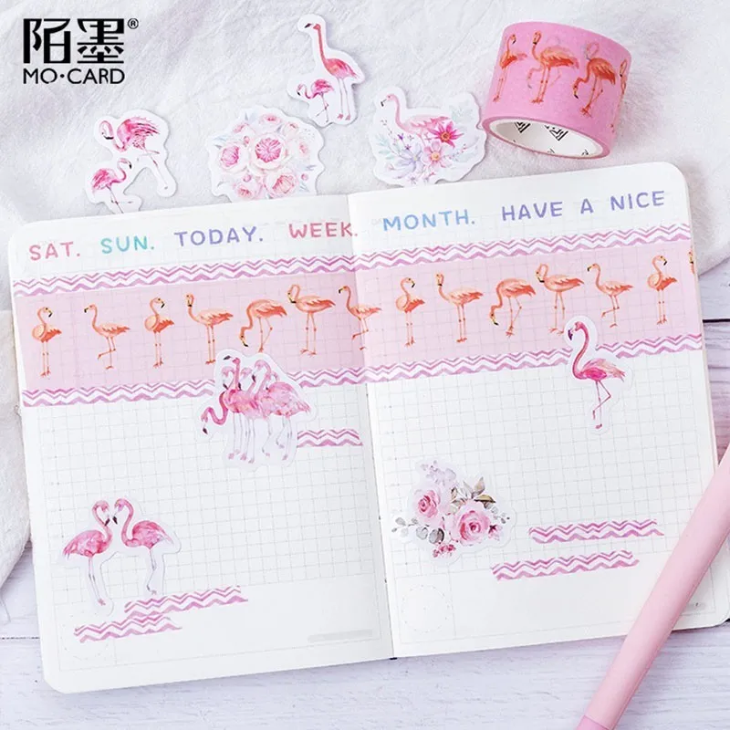 45 шт./кор. милые Фламинго/кошка/выдра канцелярские наклейки Kawaii декоративные