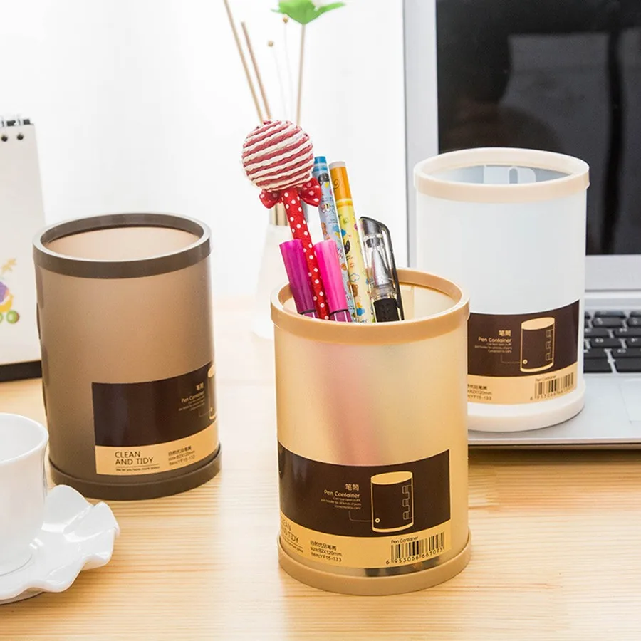 

* Simple Plastic Pen Pot Containers Makeup Brush Storage Blue Pink Hollow Floral Pencil Holder Desk Pen Metal Organizer 0.754