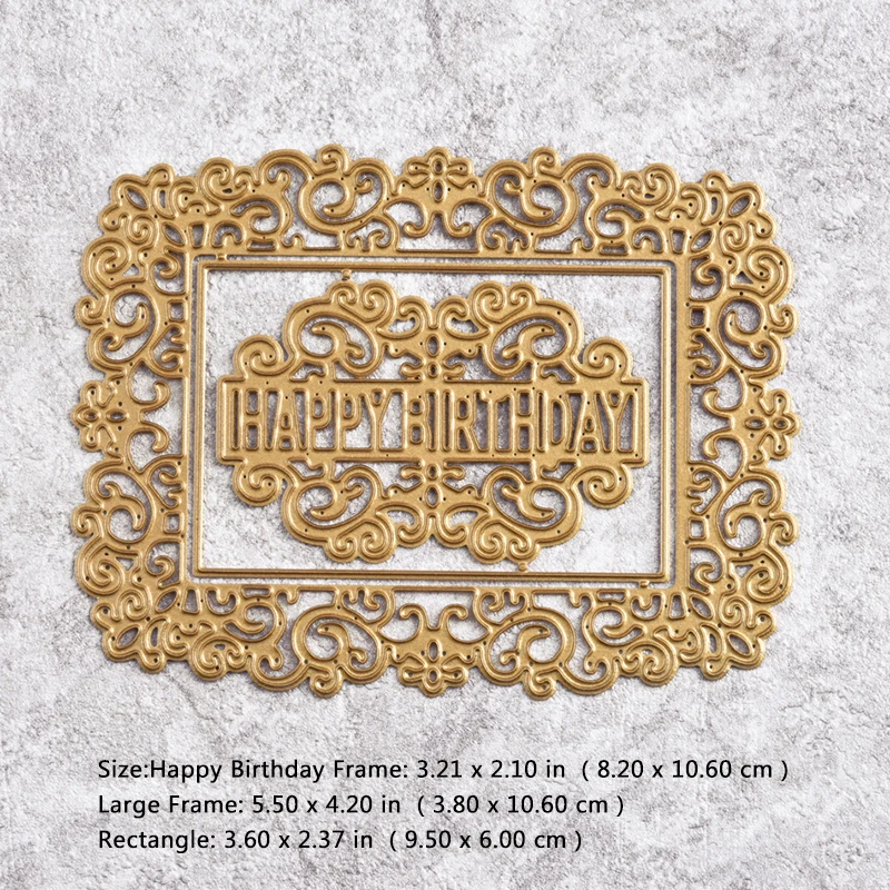 

InLoveArts 2018 New Arrival Happy Birthday Lace Frame Album Metal Cutting Dies for Scrapbooking DIY Stencil Craft Dies