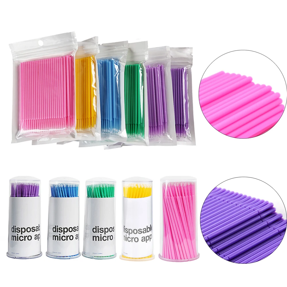 

100PCS/Pack Disposable Makeup Brushes Swab Microbrush Cilia Remover Lashes Individual Lash Glue Removing Makeup Tools Eyelash