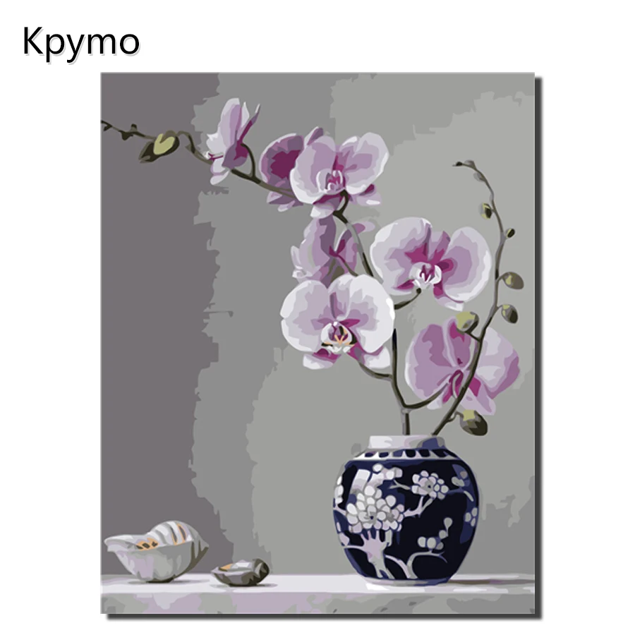 

Kpymo Framed Oil Painting By Numbers Flowers Pictures Canvas Painting For Living Room Wall Art Home Decor VA-0365
