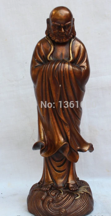 

xd 00338 12" Tibet Buddhism Purple Bronze refined Dharma DaMo Bodhidharma ancestor statue
