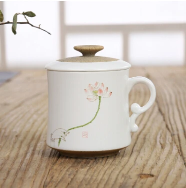 Ручная роспись керамические чайные чашки индивидуальные чашки с крышкой фильтр чашки подарки на заказ офис марка чашки - Цвет: s3