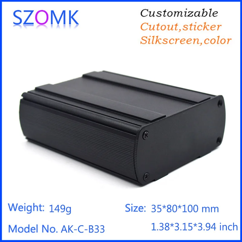 

1 pc, szomk electric outlets aluminum enclosure junction box PCB extrusion box 35*80*100mm Digital Amplifier aluminum switch box