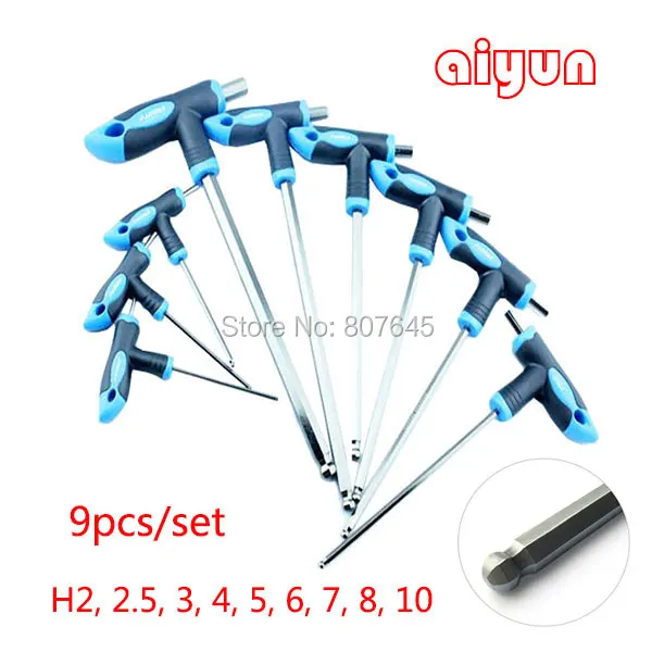 

9pcs/set Ball type Allen Hex Key Wrench Spanner set hexagon wrench set T type