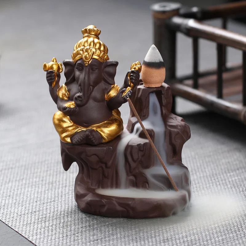 

India Ganesha Estatue Like A God Buddha Background Incense Burner Base Jewelry Sheet Metal Room Garden Home Decoration