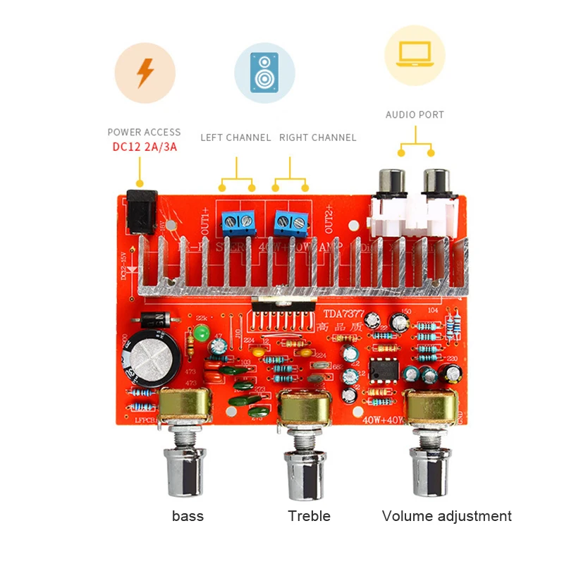 Lusya TDA7377 Placa de amplificador de Audio Digital 2*40 W 2,0 amplificador de canal estéreo para el altavoz DIY del coche DC12V E5-005 Lusya TDA7377 Placa de amplificador de Audio Digital 2*40 W 2,0 amplificador de canal estéreo para el altavoz DIY del coche DC12V E5-005