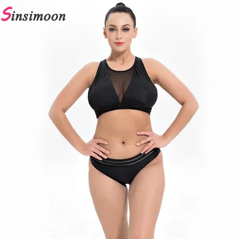 

Swimwear 2019 Women swimsuit Sexy translucent mesh Bikini set Plus size swimsuit large Cup push up Bikini Bathing Suit Beachwear