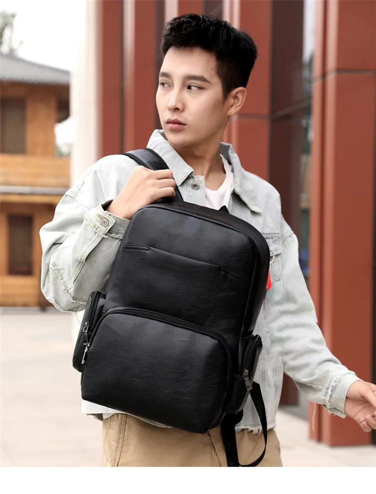 Мужские кожаные рюкзаки в Корейском стиле, модные сумки для ноутбуков для мальчиков-подростков, роскошные брендовые дорожные сумки для мужчин и женщин, сумки на плечо