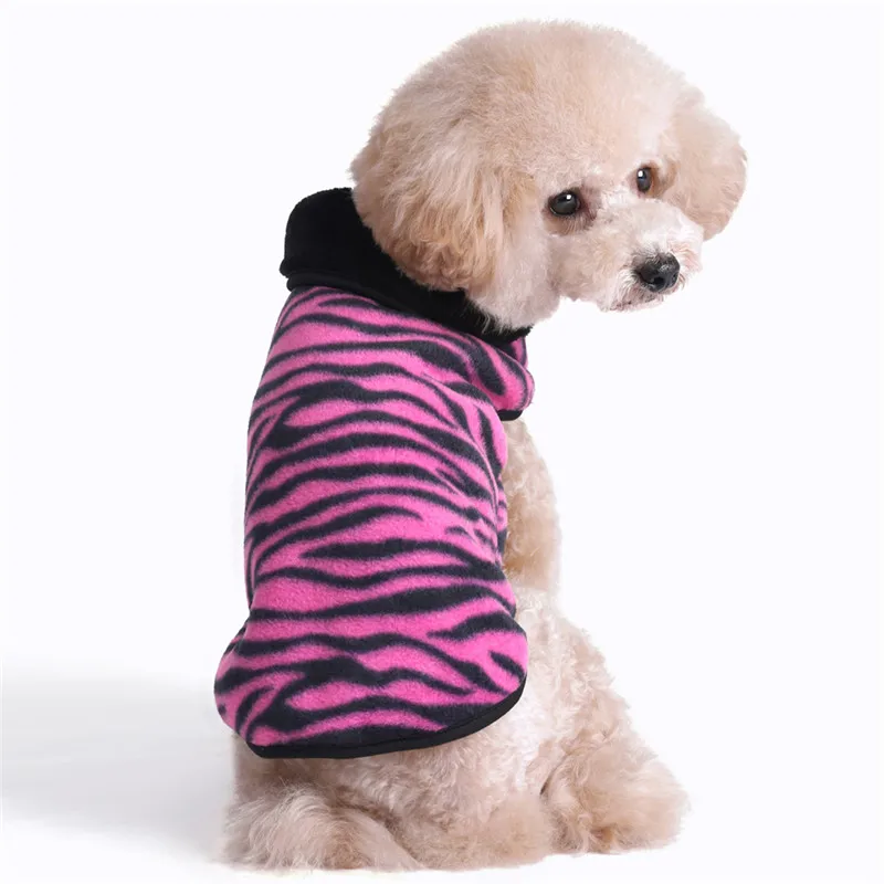 Великолепная флисовая одежда для собак КЭК супер мягкая теплая зимняя куртка для собак для маленьких собак модное леопардовое пальто для щенков одежда для чихуахуа - Цвет: pink zebra