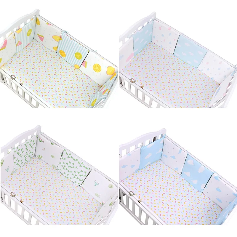6pcs Newborn Crib Bumper Protector Baby Bed Bumper Protect Baby Safe Newborn Bumpers for Infant Bed Cartoon Fruit Plant Cloud