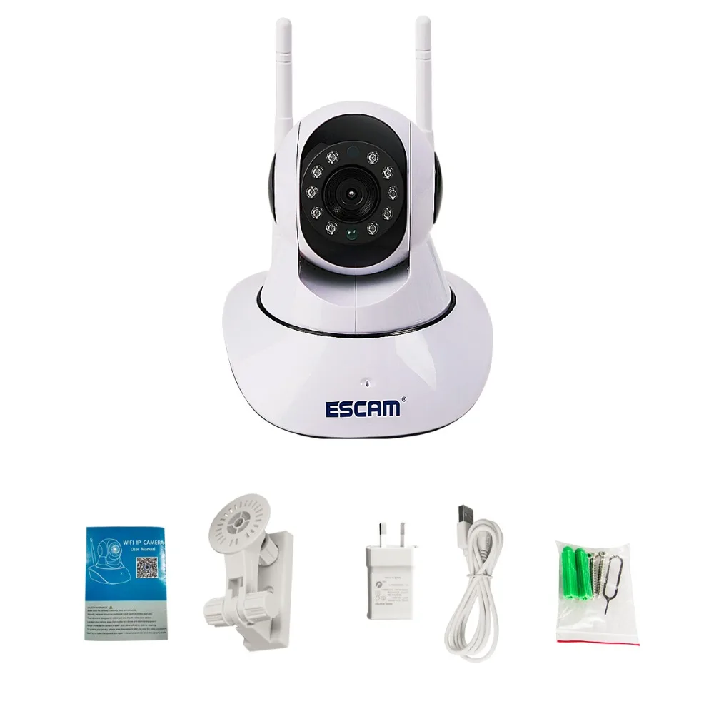 ESCAM G02 двойная антенна 720P панорамирование/наклон WiFi IP IR камера Поддержка ONVIF Max до 128 Гб Видео монитор