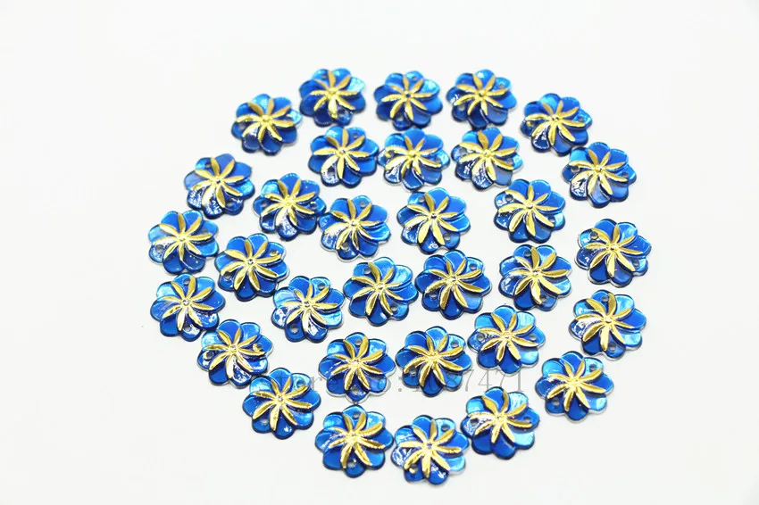 BSTAYLYEXI 15 мм акриловые цветы отверстия акриловые стразы змей Вихрь Золотой лепесток сердце diy сумки аксессуары для одежды - Цвет: blue